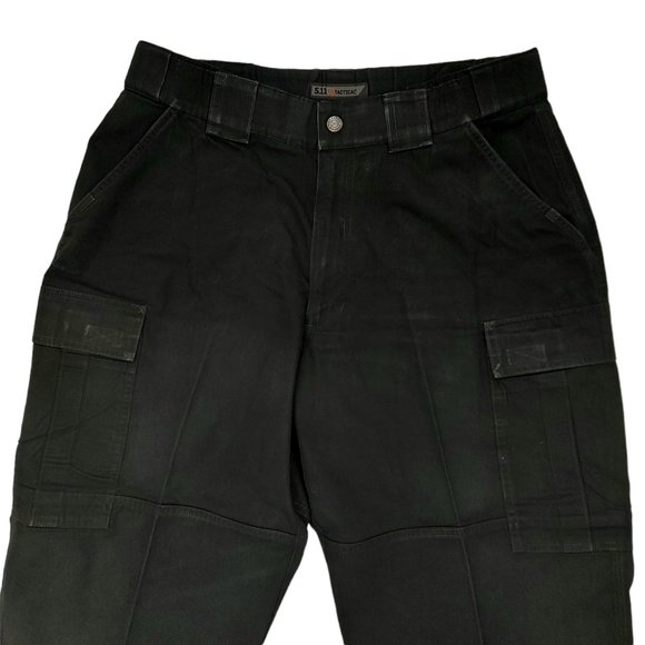 5.11 Tactical Cargo Pants Mens Large Black Tapered Wide Leg Hunting Utility Work - Picture 3 of 10